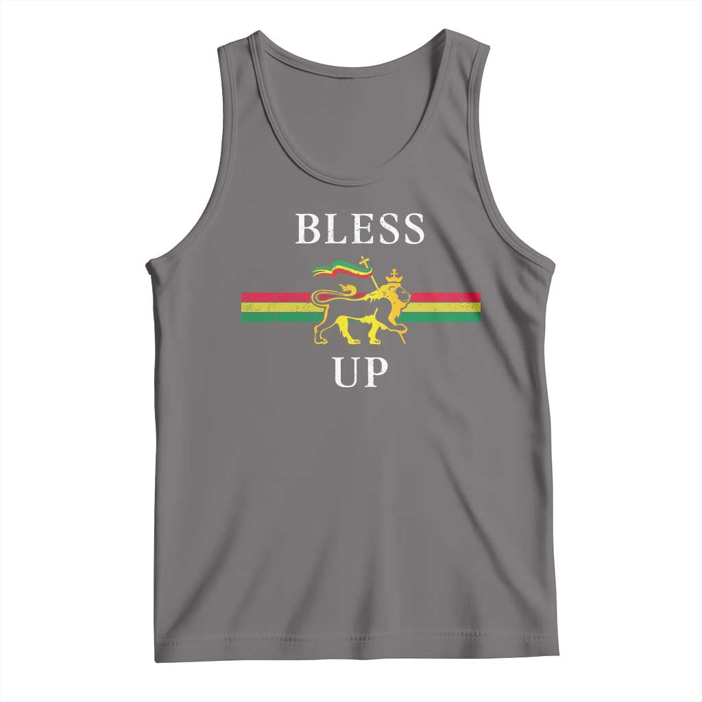 Bless Up Tank Top Rastafari Lion Of Judah Reggae Music TS11 Deep Heather Print Your Wear