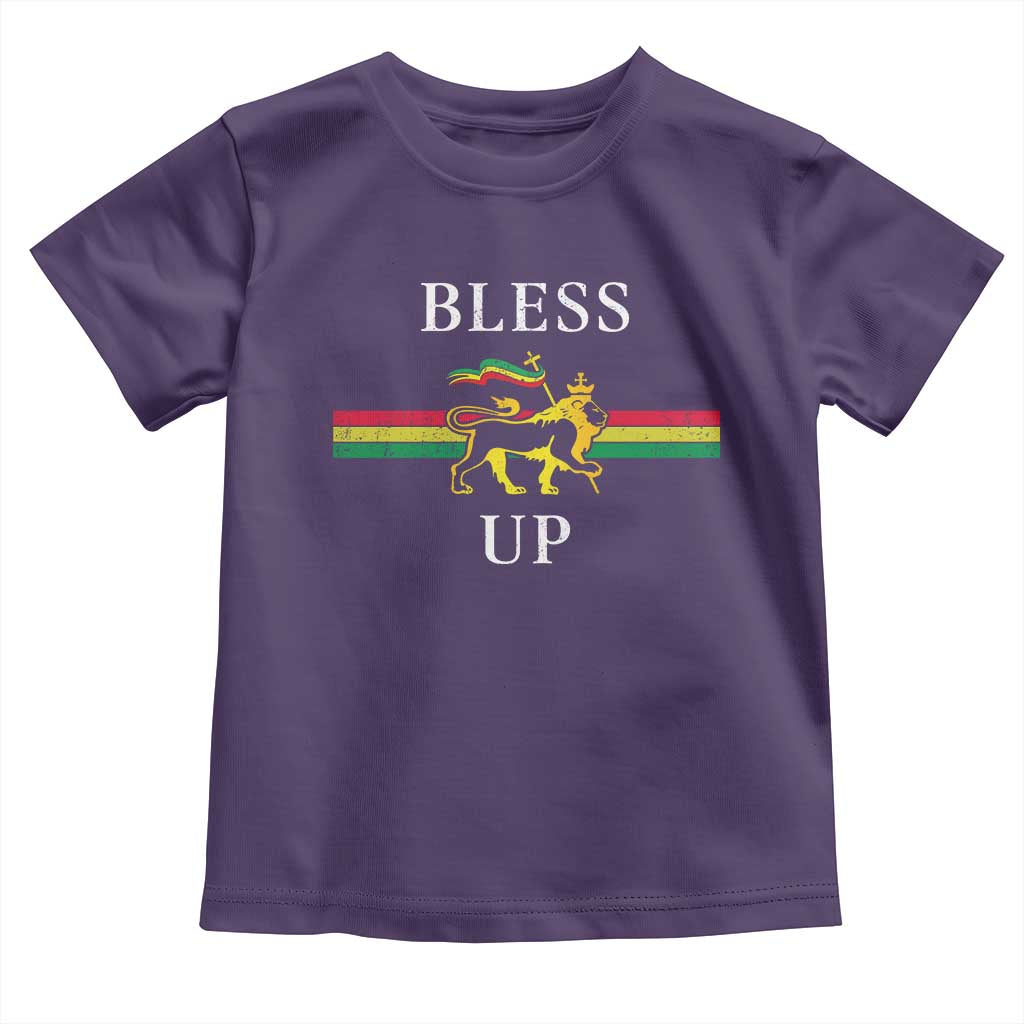 Bless Up Toddler T Shirt Rastafari Lion Of Judah Reggae Music TS11 Purple Print Your Wear