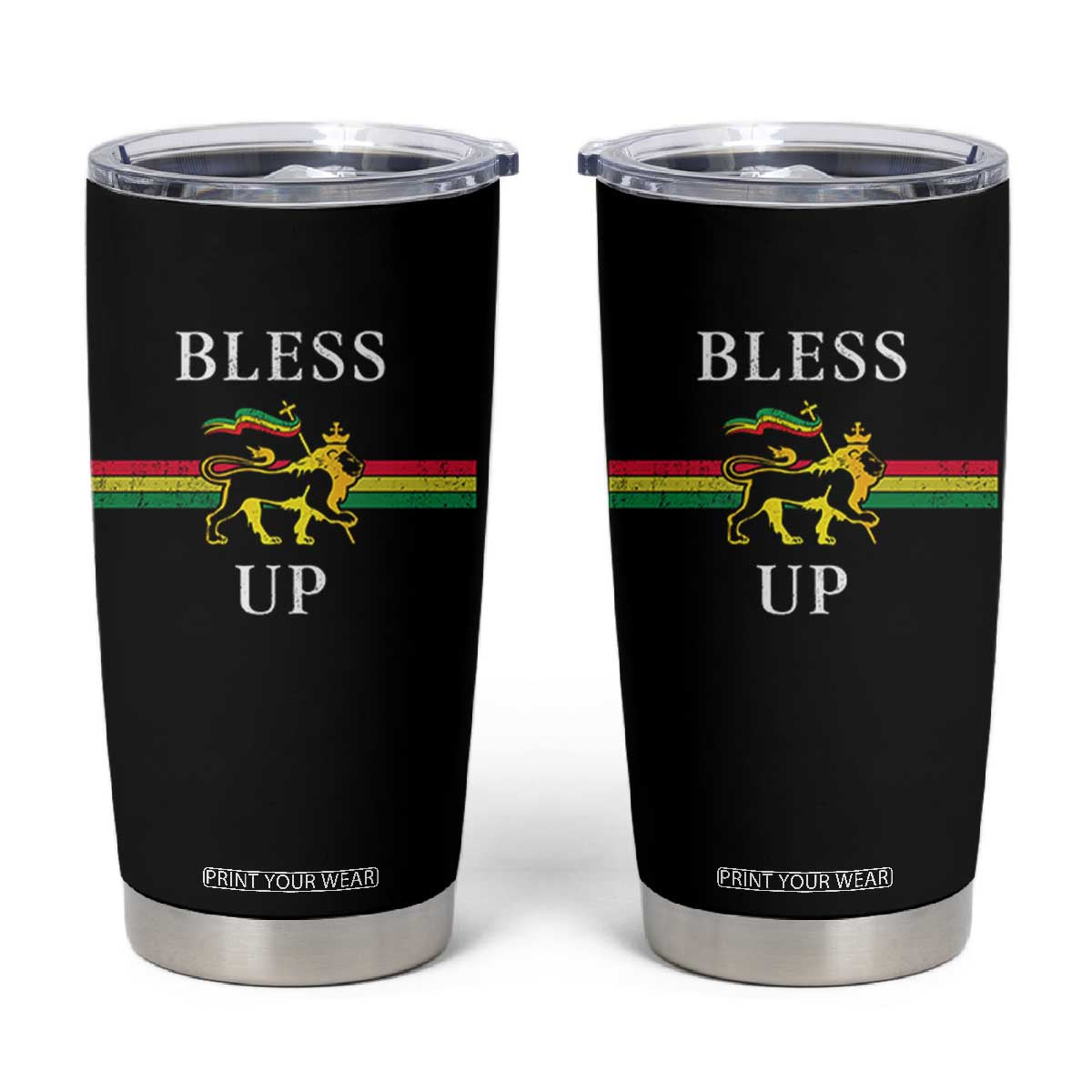 Bless Up Tumbler Cup Rastafari Lion Of Judah Reggae Music TS11 Black Print Your Wear
