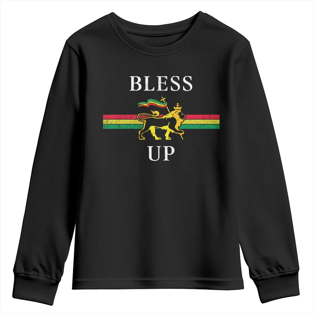 Bless Up Youth Sweatshirt Rastafari Lion Of Judah Reggae Music TS11 Black Print Your Wear