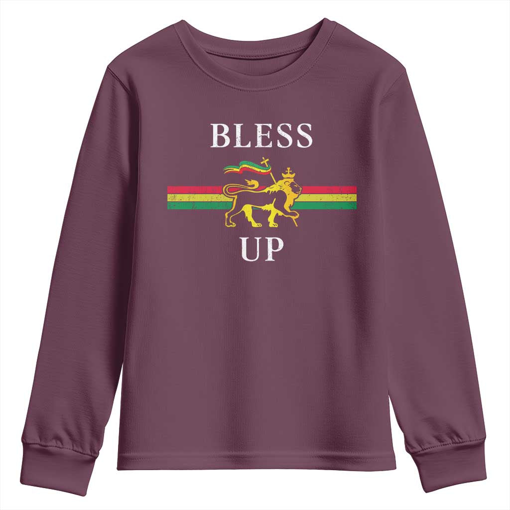 Bless Up Youth Sweatshirt Rastafari Lion Of Judah Reggae Music TS11 Maroon Print Your Wear