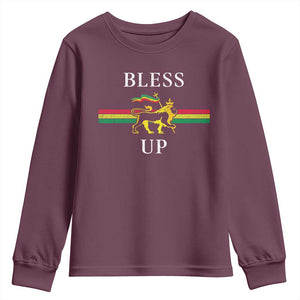 Bless Up Youth Sweatshirt Rastafari Lion Of Judah Reggae Music TS11 Maroon Print Your Wear