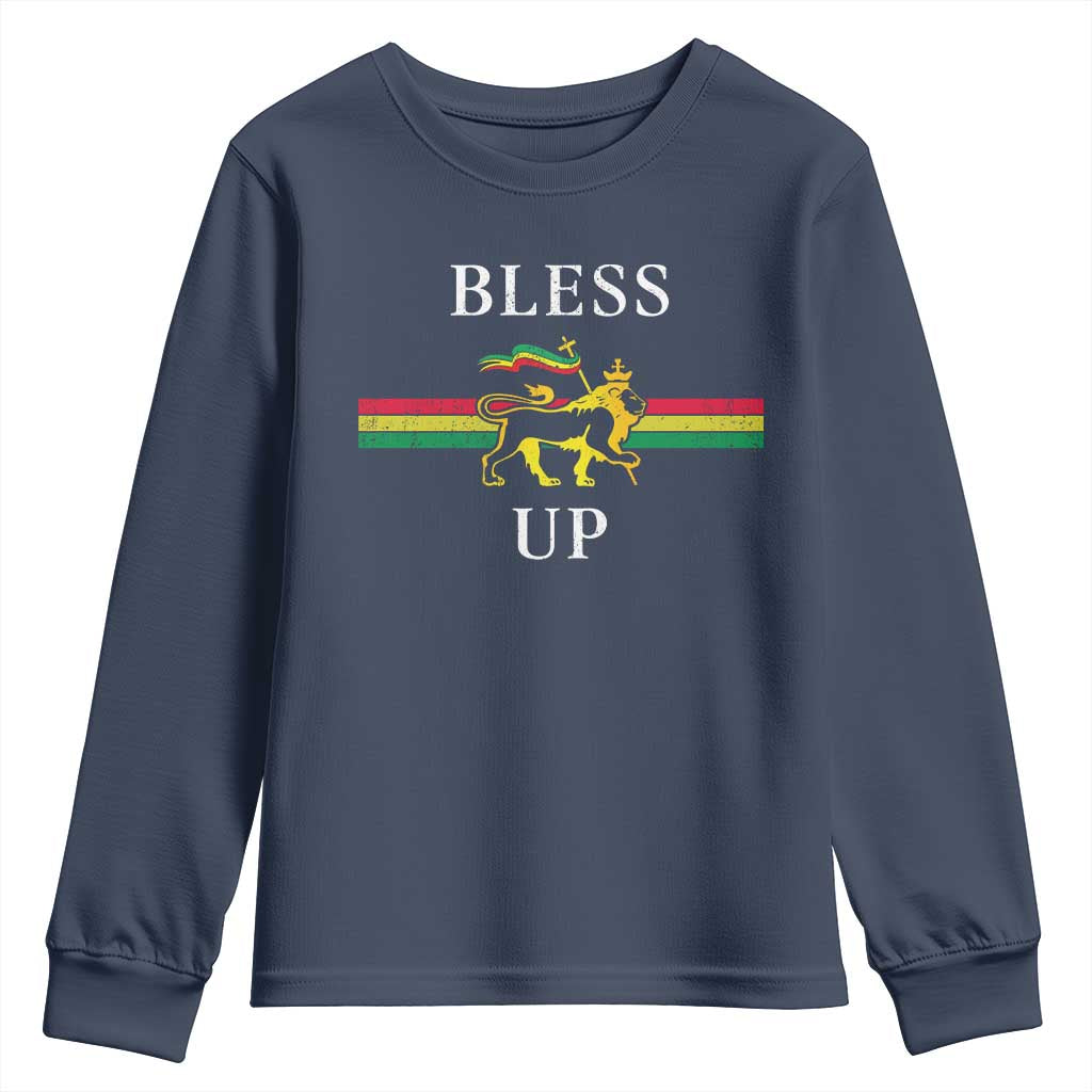 Bless Up Youth Sweatshirt Rastafari Lion Of Judah Reggae Music TS11 Navy Print Your Wear