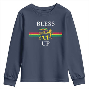 Bless Up Youth Sweatshirt Rastafari Lion Of Judah Reggae Music TS11 Navy Print Your Wear