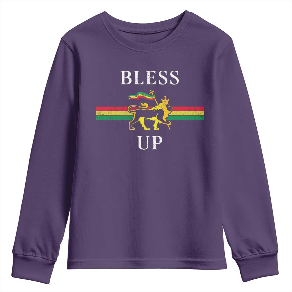 Bless Up Youth Sweatshirt Rastafari Lion Of Judah Reggae Music TS11 Purple Print Your Wear