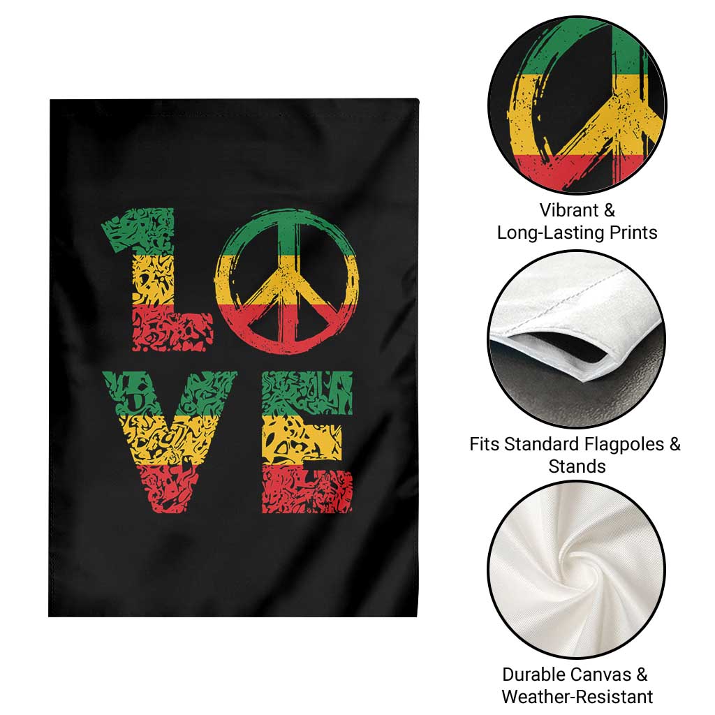 One Love Jamaica Garden Flag Reggae Music Peace Sign Rastafarian TS11 Print Your Wear