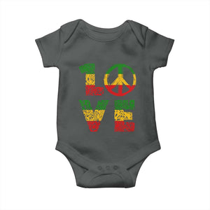 One Love Jamaica Baby Onesie Reggae Music Peace Sign Rastafarian TS11 Dark Heather Print Your Wear