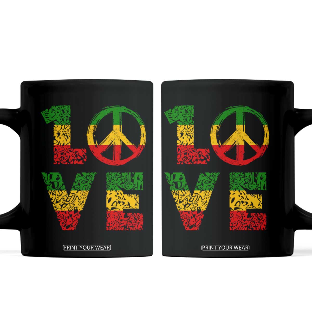 One Love Jamaica Coffee Mug Reggae Music Peace Sign Rastafarian TS11 Black Print Your Wear