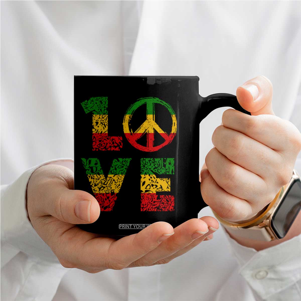One Love Jamaica Coffee Mug Reggae Music Peace Sign Rastafarian TS11 Print Your Wear