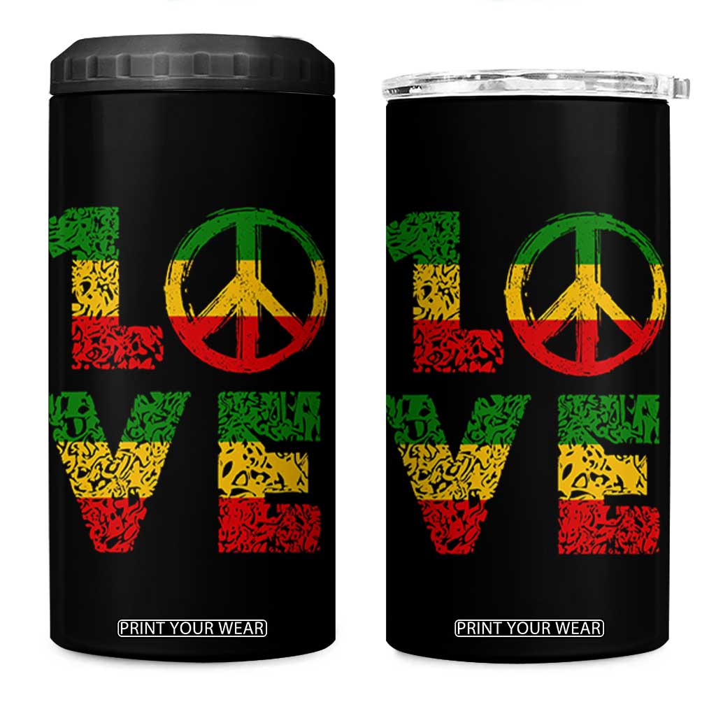 One Love Jamaica 4 in 1 Can Cooler Tumbler Reggae Music Peace Sign Rastafarian TS11 One Size: 16 oz Black Print Your Wear