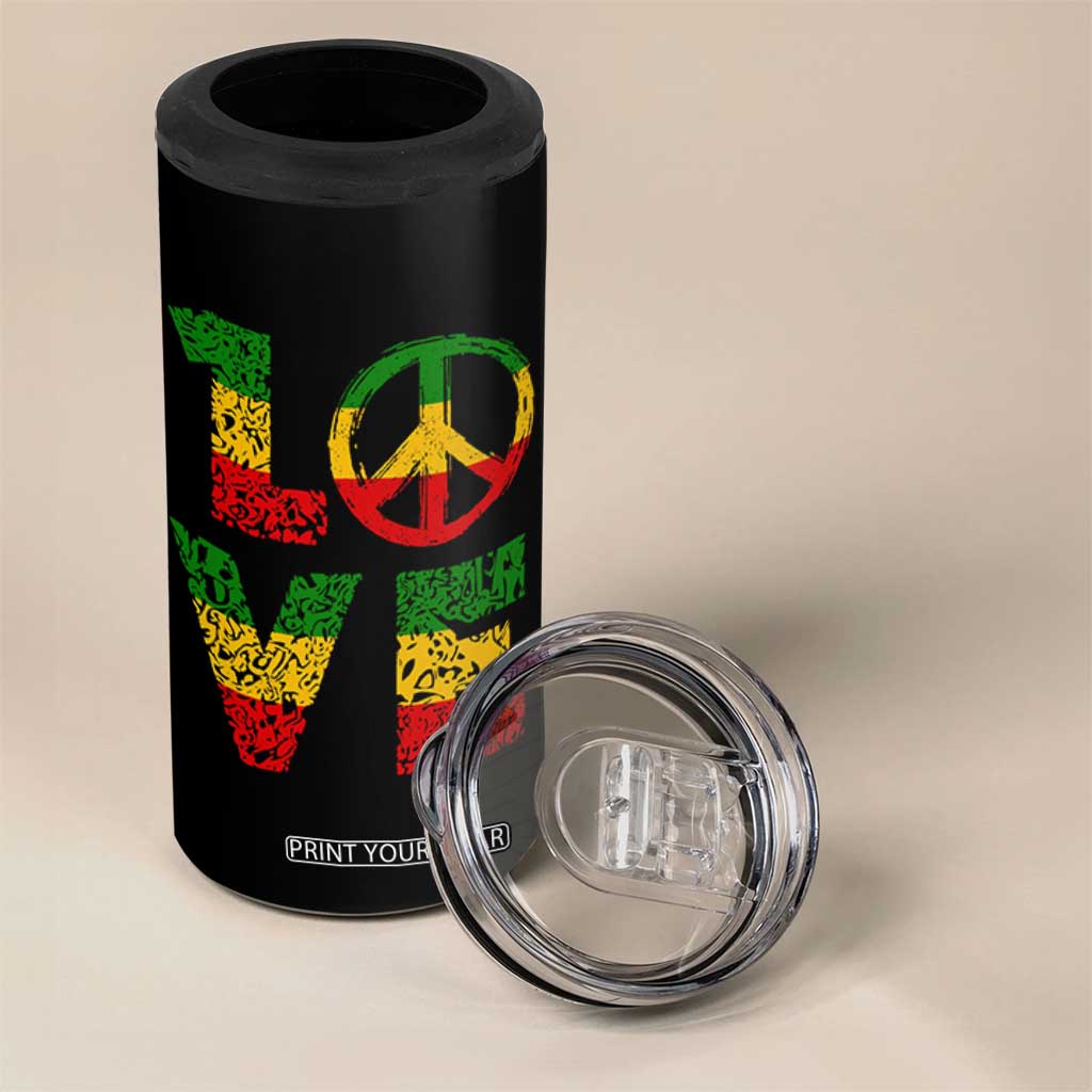 One Love Jamaica 4 in 1 Can Cooler Tumbler Reggae Music Peace Sign Rastafarian TS11 Print Your Wear