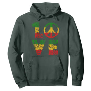 One Love Jamaica Hoodie Reggae Music Peace Sign Rastafarian TS11 Dark Forest Green Print Your Wear