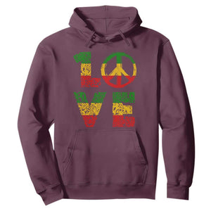 One Love Jamaica Hoodie Reggae Music Peace Sign Rastafarian TS11 Maroon Print Your Wear