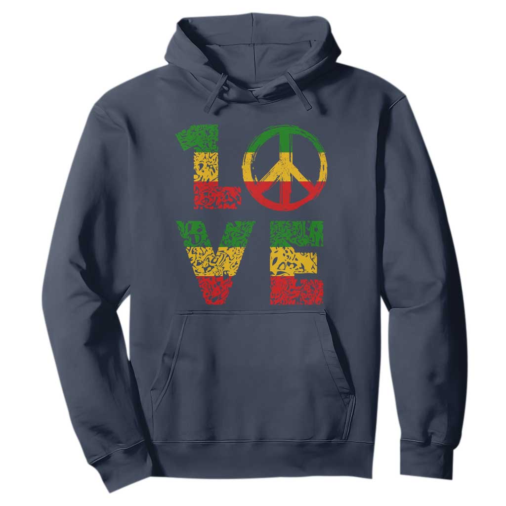 One Love Jamaica Hoodie Reggae Music Peace Sign Rastafarian TS11 Navy Print Your Wear