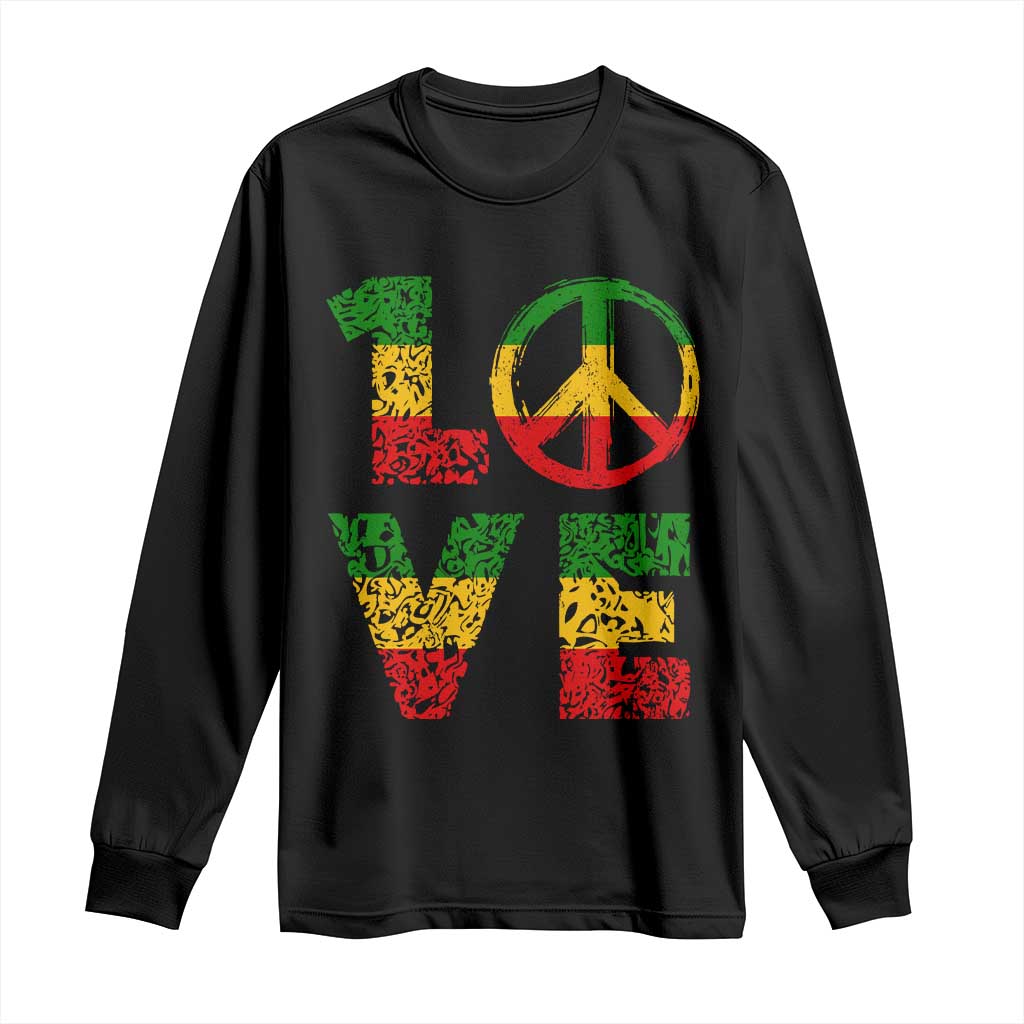 One Love Jamaica Long Sleeve Shirt Reggae Music Peace Sign Rastafarian TS11 Black Print Your Wear