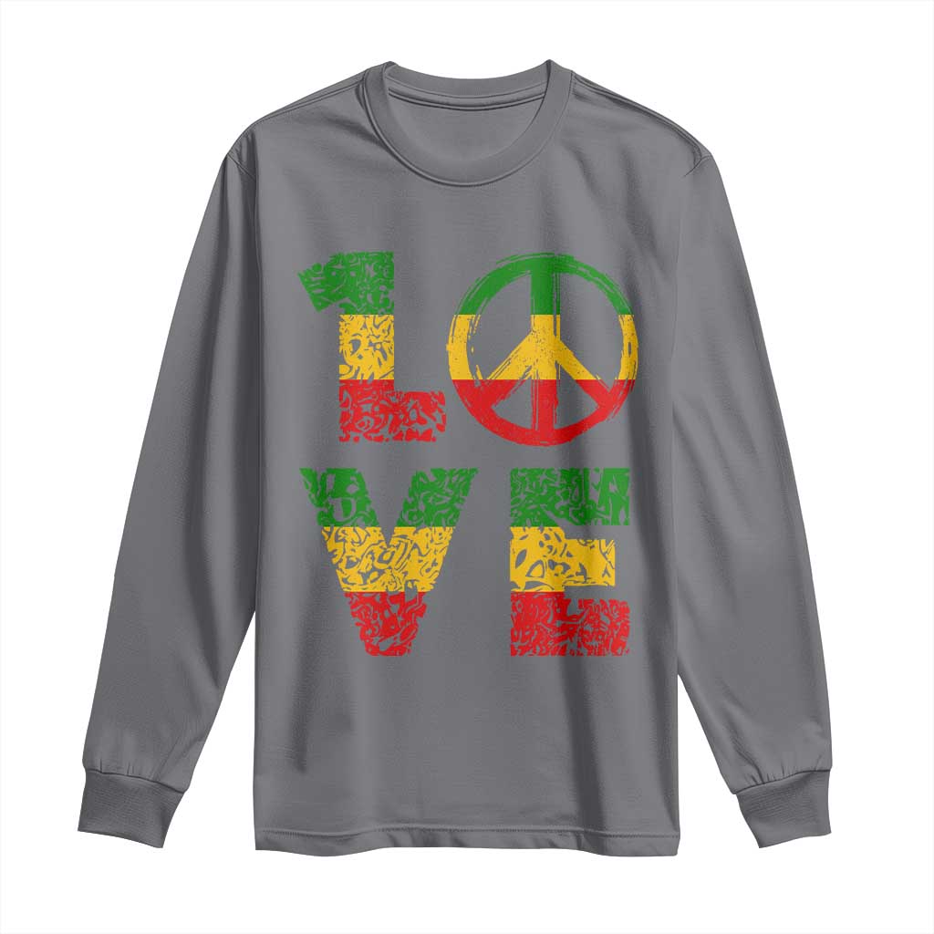 One Love Jamaica Long Sleeve Shirt Reggae Music Peace Sign Rastafarian TS11 Charcoal Print Your Wear