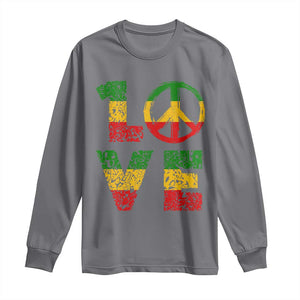 One Love Jamaica Long Sleeve Shirt Reggae Music Peace Sign Rastafarian TS11 Charcoal Print Your Wear
