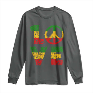 One Love Jamaica Long Sleeve Shirt Reggae Music Peace Sign Rastafarian TS11 Dark Heather Print Your Wear