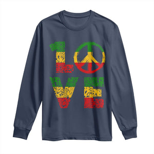 One Love Jamaica Long Sleeve Shirt Reggae Music Peace Sign Rastafarian TS11 Navy Print Your Wear