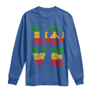 One Love Jamaica Long Sleeve Shirt Reggae Music Peace Sign Rastafarian TS11 Royal Blue Print Your Wear