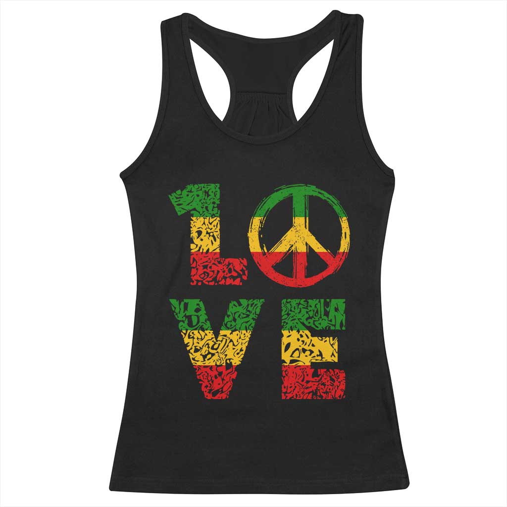 One Love Jamaica Racerback Tank Top Reggae Music Peace Sign Rastafarian TS11 Black Print Your Wear