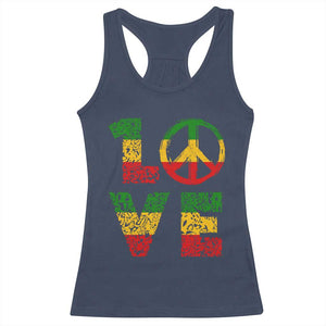 One Love Jamaica Racerback Tank Top Reggae Music Peace Sign Rastafarian TS11 Navy Print Your Wear