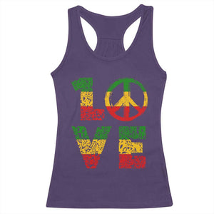 One Love Jamaica Racerback Tank Top Reggae Music Peace Sign Rastafarian TS11 Purple Print Your Wear