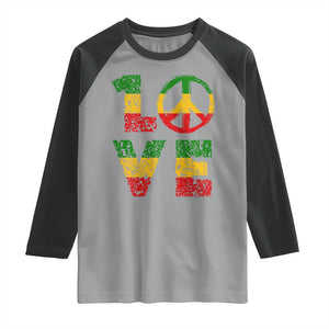 One Love Jamaica Raglan Shirt Reggae Music Peace Sign Rastafarian TS11 Sport Gray Black Print Your Wear