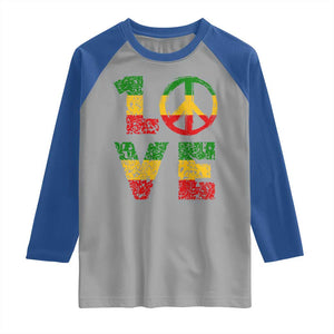 One Love Jamaica Raglan Shirt Reggae Music Peace Sign Rastafarian TS11 Sport Gray Royal Print Your Wear