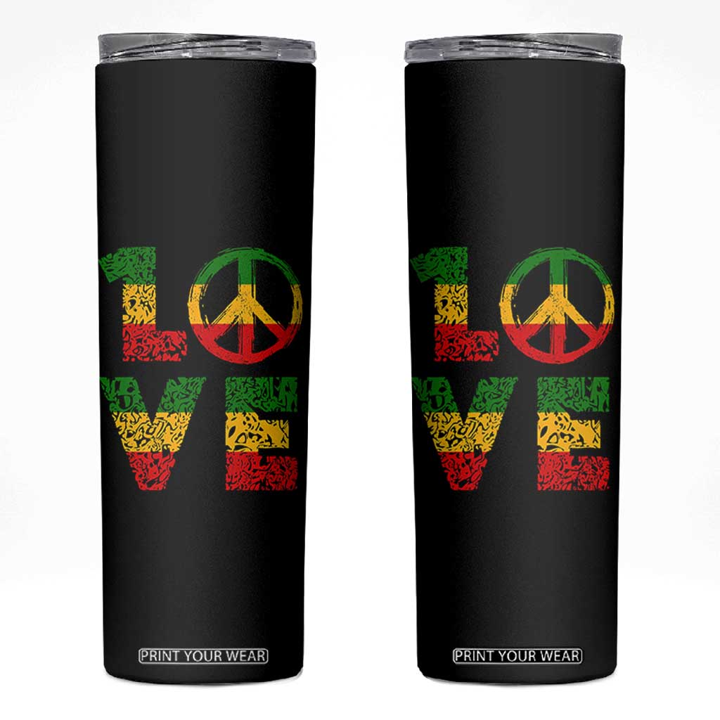 One Love Jamaica Skinny Tumbler Reggae Music Peace Sign Rastafarian TS11 Black Print Your Wear