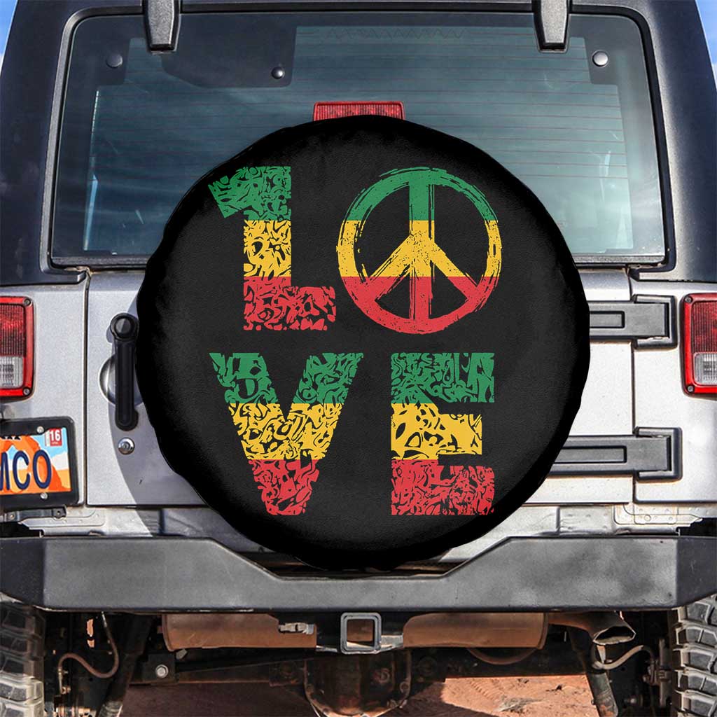 One Love Jamaica Spare Tire Cover Reggae Music Peace Sign Rastafarian TS11 No hole Black Print Your Wear
