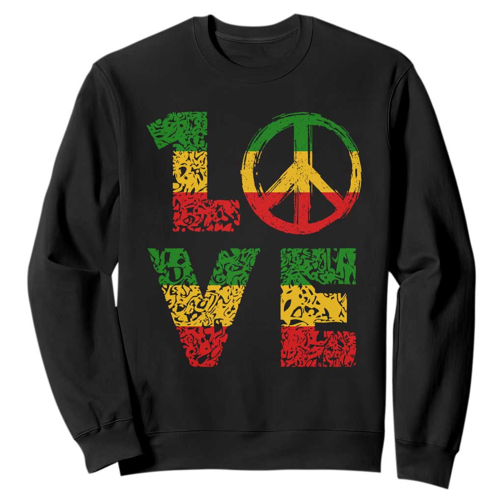 One Love Jamaica Sweatshirt Reggae Music Peace Sign Rastafarian TS11 Black Print Your Wear