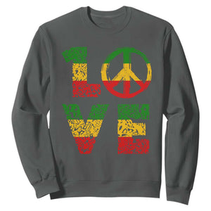 One Love Jamaica Sweatshirt Reggae Music Peace Sign Rastafarian TS11 Dark Heather Print Your Wear