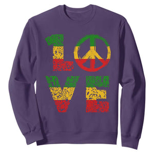 One Love Jamaica Sweatshirt Reggae Music Peace Sign Rastafarian TS11 Purple Print Your Wear