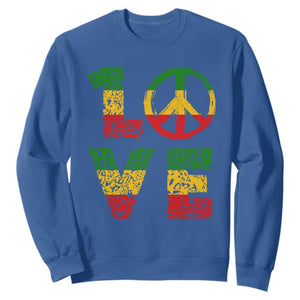 One Love Jamaica Sweatshirt Reggae Music Peace Sign Rastafarian TS11 Royal Blue Print Your Wear
