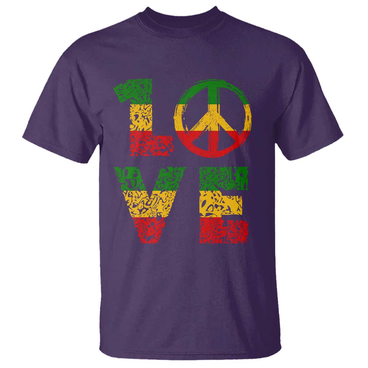 One Love Jamaica T Shirt Reggae Music Peace Sign Rastafarian TS11 Purple Print Your Wear