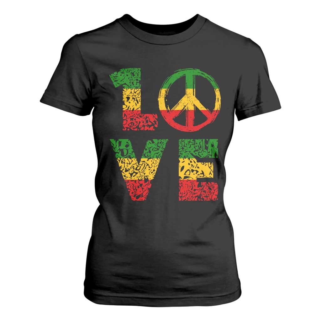 One Love Jamaica T Shirt For Women Reggae Music Peace Sign Rastafarian TS11 Black Print Your Wear