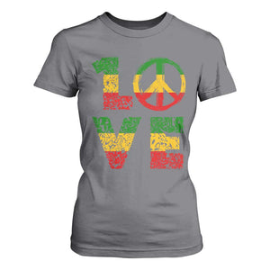 One Love Jamaica T Shirt For Women Reggae Music Peace Sign Rastafarian TS11 Charcoal Print Your Wear