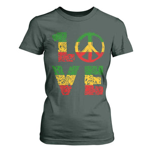 One Love Jamaica T Shirt For Women Reggae Music Peace Sign Rastafarian TS11 Dark Forest Green Print Your Wear