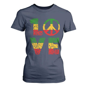 One Love Jamaica T Shirt For Women Reggae Music Peace Sign Rastafarian TS11 Navy Print Your Wear