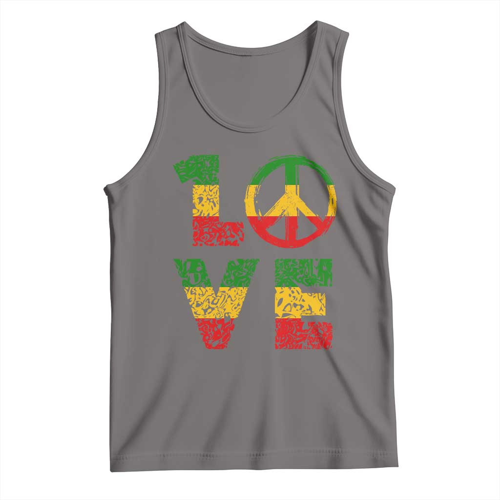 One Love Jamaica Tank Top Reggae Music Peace Sign Rastafarian TS11 Deep Heather Print Your Wear