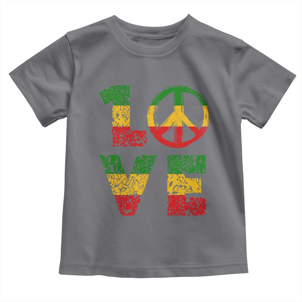 One Love Jamaica Toddler T Shirt Reggae Music Peace Sign Rastafarian TS11 Charcoal Print Your Wear