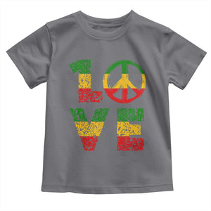 One Love Jamaica Toddler T Shirt Reggae Music Peace Sign Rastafarian TS11 Charcoal Print Your Wear