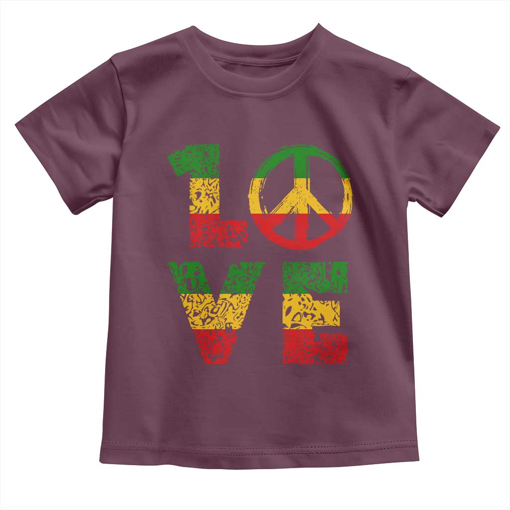 One Love Jamaica Toddler T Shirt Reggae Music Peace Sign Rastafarian TS11 Maroon Print Your Wear