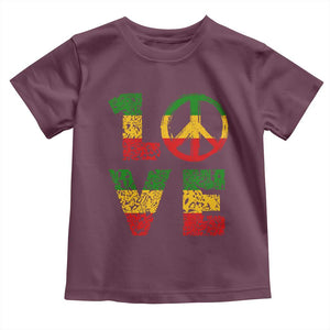 One Love Jamaica Toddler T Shirt Reggae Music Peace Sign Rastafarian TS11 Maroon Print Your Wear