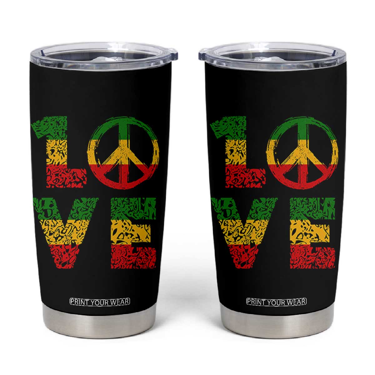 One Love Jamaica Tumbler Cup Reggae Music Peace Sign Rastafarian TS11 Black Print Your Wear