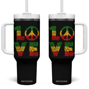 One Love Jamaica Tumbler With Handle Reggae Music Peace Sign Rastafarian TS11 One Size: 40 oz Black Print Your Wear