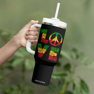 One Love Jamaica Tumbler With Handle Reggae Music Peace Sign Rastafarian TS11 Print Your Wear