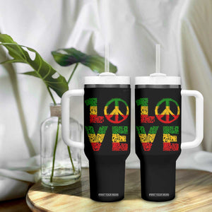 One Love Jamaica Tumbler With Handle Reggae Music Peace Sign Rastafarian TS11 Print Your Wear
