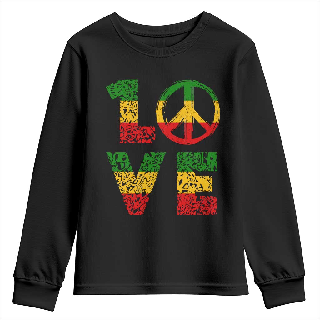 One Love Jamaica Youth Sweatshirt Reggae Music Peace Sign Rastafarian TS11 Black Print Your Wear